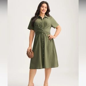 NIB - Bloomchic Cotton Back-Tie Overlap Shirt Dress